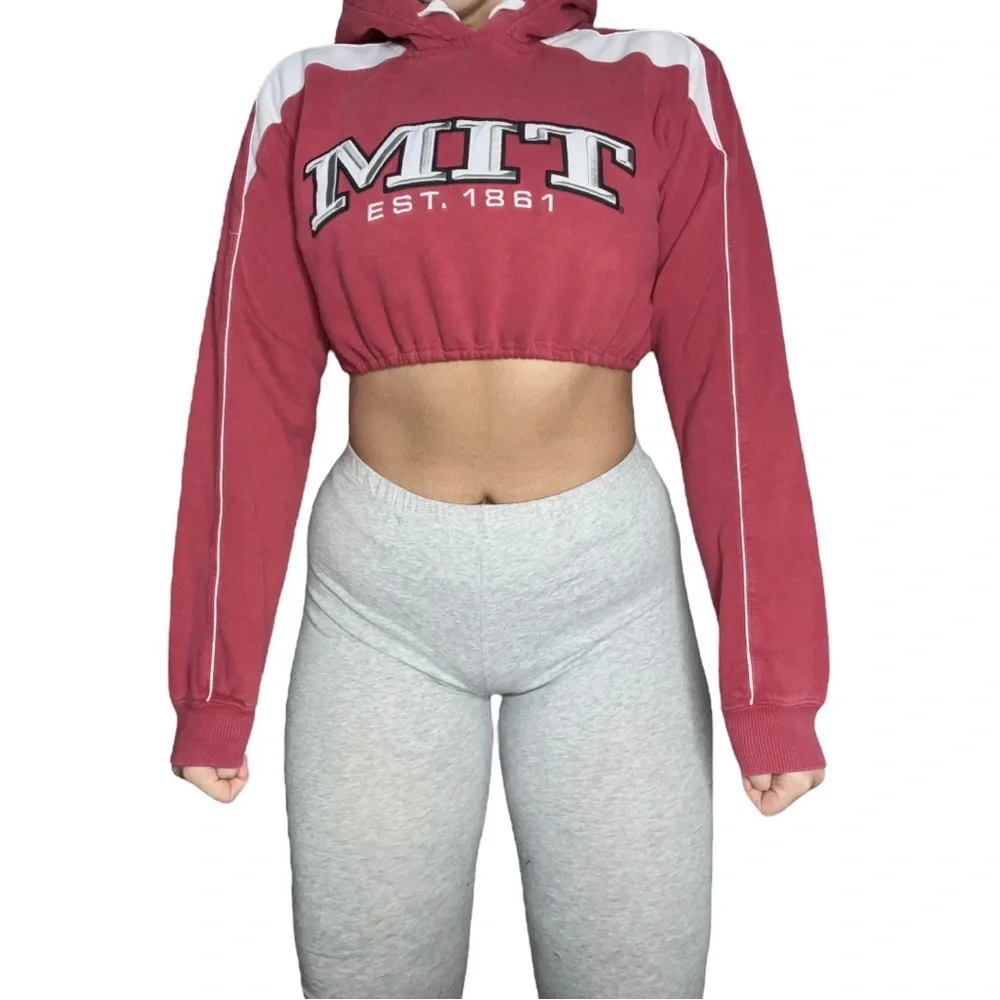MIT Reworked Custom Crop Hoodie - Picture 1 of 4
